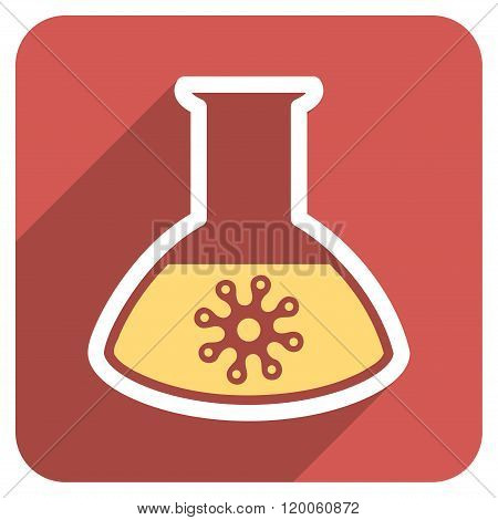Infection Container Flask Flat Rounded Square Icon with Long Shadow
