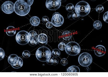 Social Media Censorship Concept - Connected People Network