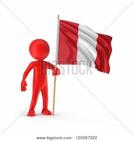 Man and Peruvian flag. Image with clipping path