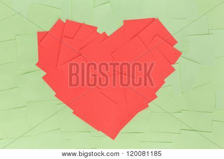 Background of stickers in the shape  a red heart