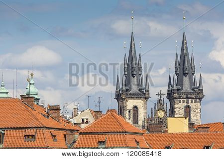 View Of The Tyn Church In Prague
