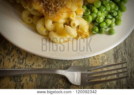 Home made baked macaroni and cheese with crispy bread crum topping