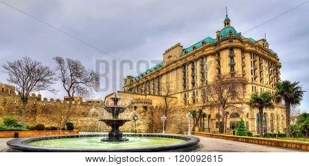 Fountain in Philarmonic gardens of Baku