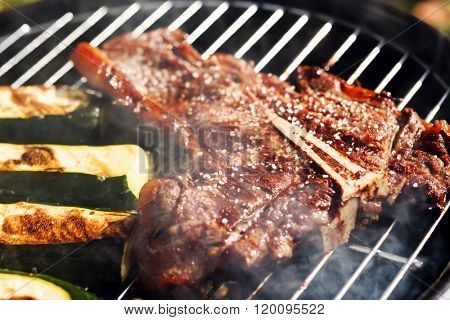 steak on grill
