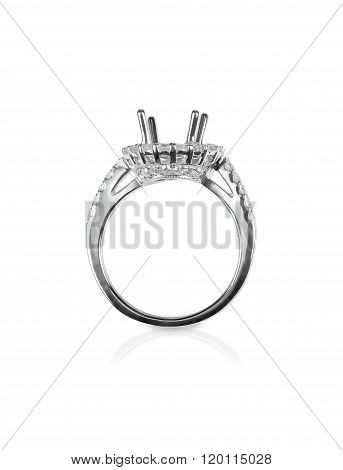 Halo DIamond Engagment Wedding Ring Setting side view