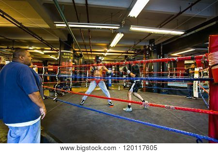 New York, U.S.A. - October 6, 2010: Brooklyn, people and athletes in the Gleason Gym.