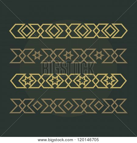 Islamic ornamental borders. Arabic pattern. Arabic pattern set. Islamic ornament. Islamic repeat des