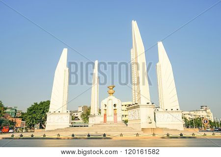 Democracy Monument In The Center Of Bangkok Capital Of Thailand