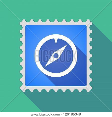 Long Shadow Mail Stamp Icon With A Compass