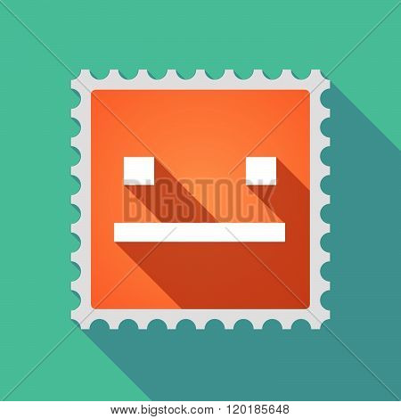 Long Shadow Mail Stamp Icon With A Emotionless Text Face