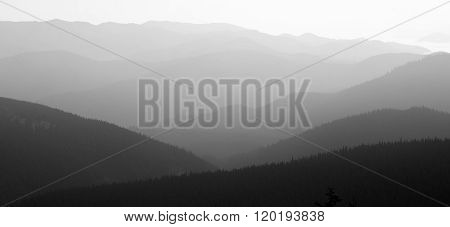 Black and white Views of the Carpathian Mountains. Mount Goverla