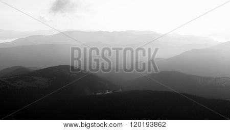 Black and white Views of the Carpathian Mountains. Mount Goverla