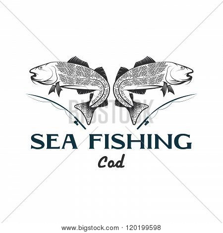 Vintage Illustration Sea Fishing With Cod Fish
