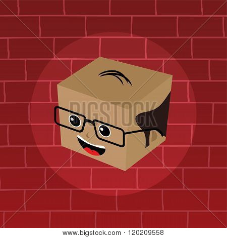 Male Isometric Block Cartoon Head