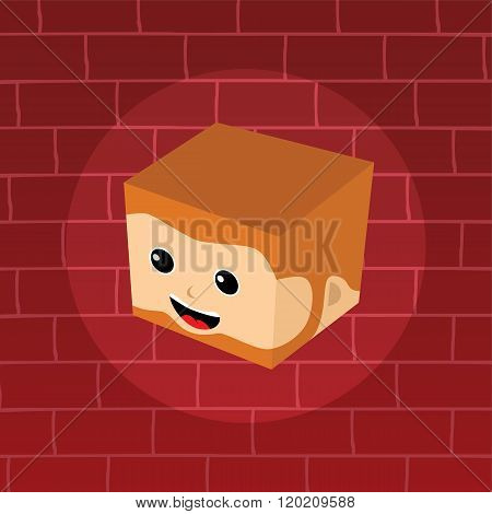 Male Isometric Block Cartoon Head