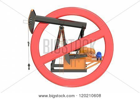 Oil Pumpjack With Forbidden Sign