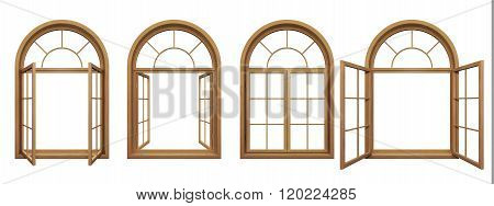 Collection Of Isolated Wooden Arched Windows