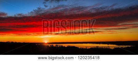 Texas Lake Sunrise Panorama
