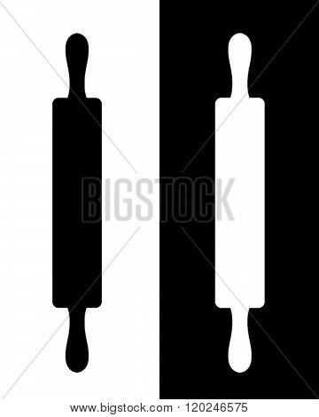 Vector Rolling Pin Graphic in Black and Reverse