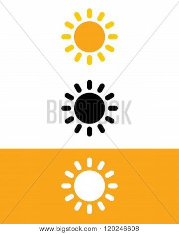 Vector sunshine set in colour, black and reverse