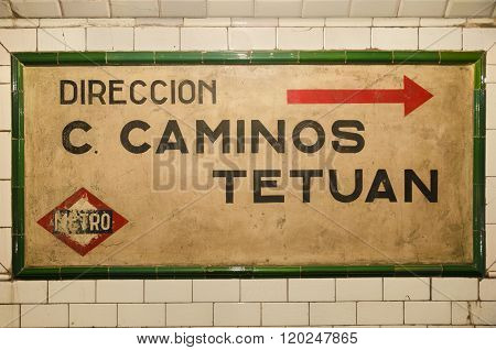 MADRID SPAIN - OCTOBER 18: Chamberi underground station on October 18 2014 in Madrid Spain. Chamberi is one of the most ancient metro station of Spain was built in 1919 and was operating until 1966 then was closed for 40 years and now is opened as a museu