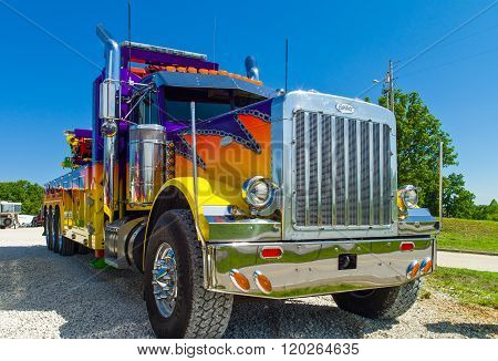 Stanton, U.S.A. - May 18, 2011: Missouri, Route 66, a beautifully decorated truck in the truck center.