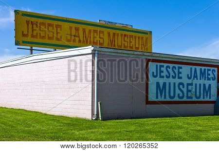 Stanton, Missouri May 18, 2011:  Route 66, the Jesse James museum signs