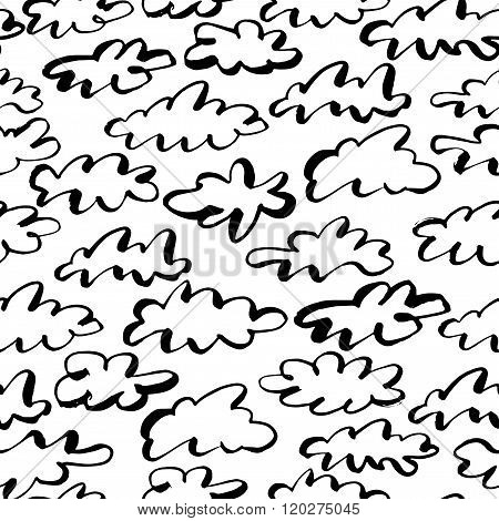 Vector Seamless Pattern With Clouds.