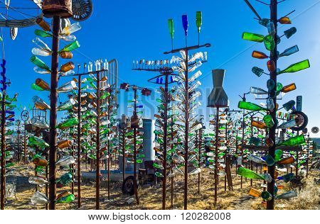 Helendale, U.S.A. - May 28, 2011: California, the Bottle Tree Ranch on the Route 66.