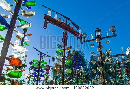 Helendale, U.S.A. - May 28, 2011: California, the Bottle Tree Ranch on the Route 66.