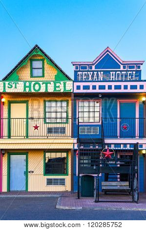 Amarillo, U.S.A. - May 21, 2011: Texas, full color hotels on the Route 66.