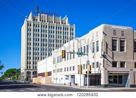 Amarillo, U.S.A., - May 21, 2011: Texas, Route 66, buildings of the city center.