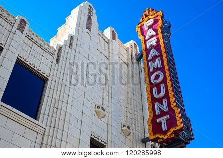 Amarillo, U.S.A. - May 21, 2011: Texas, Route 66, buildings and signs of the city center.