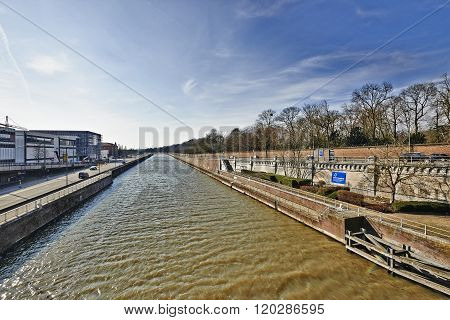 View On The Canal From Brussels And Docks Bruxsel
