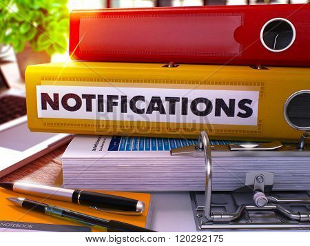 Yellow Office Folder with Inscription Notifications.