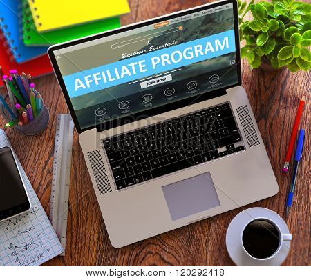 Affiliate Program Concept on Modern Laptop Screen.