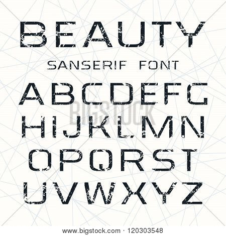 Sanserif Font In Thin Line Style