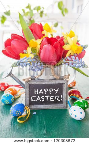 Spring Flowers Adn Easter Eggs
