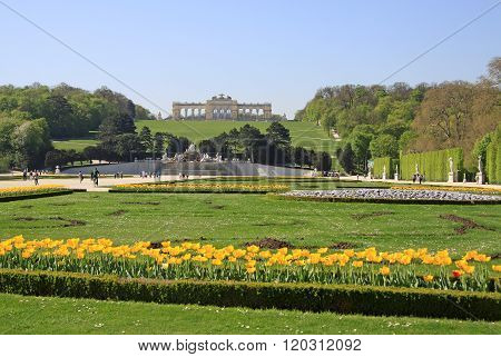 Vienna, Austria - April 26, 2013: Gloriette In The Schonbrunn Palace Garden, Vienna, Austria
