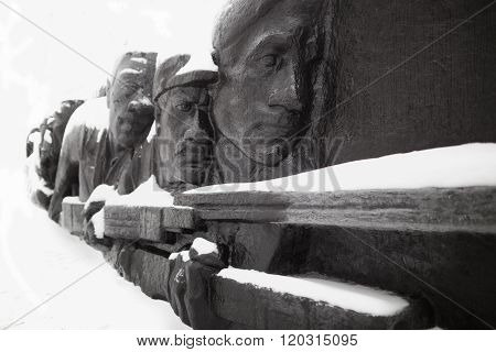 Gomel , Belarus - 27 January 2016: a memorial to the heroes of the liberators. Lunacharsky Park