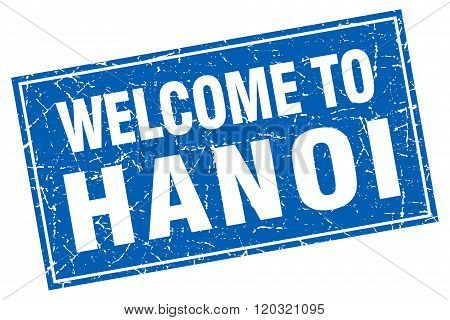 Hanoi Blue Square Grunge Welcome To Stamp