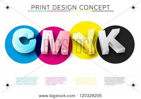 Cmyk Print Concept With 3D Letters
