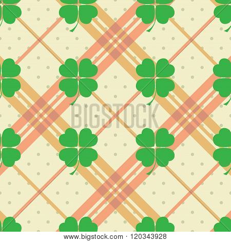 St Patric Day Pattern With Green Clover Leafs