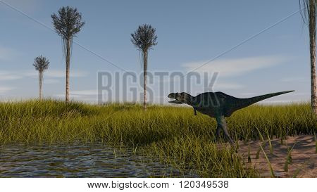 aucasaurus in swamp grass