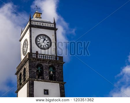 Clock tower of Church of San Sebastian at Ponta Delgada in Ponta Delgada, Sao Miguel Island, Azores, Portugal
** Note: Visible grain at 100%, best at smaller sizes