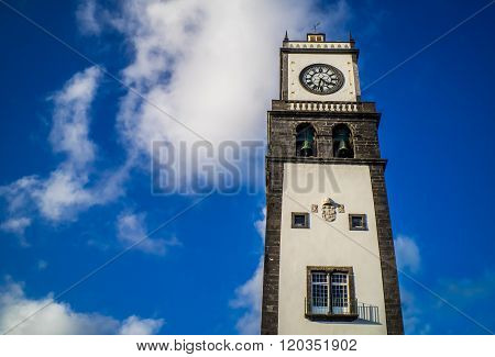 Clock tower of Church of San Sebastian at Ponta Delgada in Ponta Delgada, Sao Miguel Island, Azores, Portugal
** Note: Visible grain at 100%, best at smaller sizes
