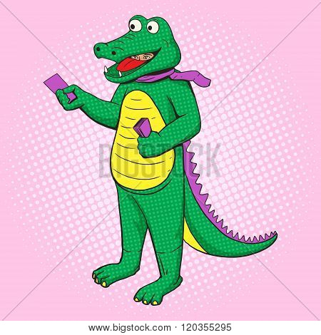 Man in crocodile suit pop art vector