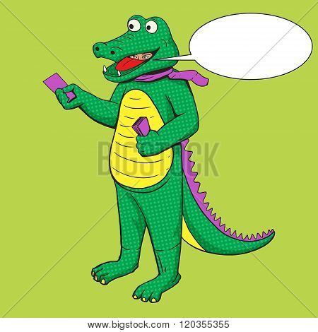 Man in crocodile suit pop art vector