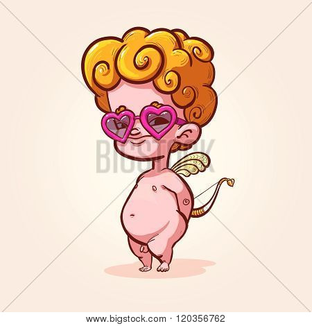 Funny Cupid in glasses