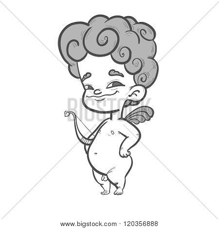 Funny Cupid with bow